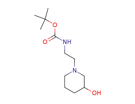 Molecular Structure of 857637-25-3 (CARBAMIC ACID, [2-(3-HYDROXY-1-PIPERIDINYL)ETHYL]-, T-BUTYL ESTER)