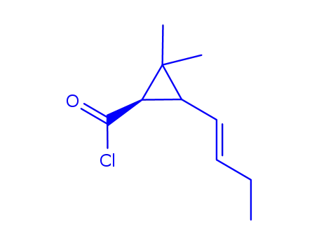 Molecular Structure of 496881-95-9 (Cyclopropanecarbonyl chloride, 3-(1Z)-1-butenyl-2,2-dimethyl-, (1R,3R)- (9CI))
