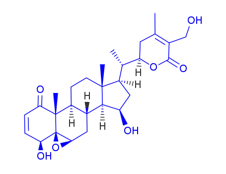 Molecular Structure of 84461-53-0 ((22R)-5β,6β-Epoxy-4β,15β,22,27-tetrahydroxy-1-oxo-5β-ergosta-2,24-dien-26-oic acid δ-lactone)