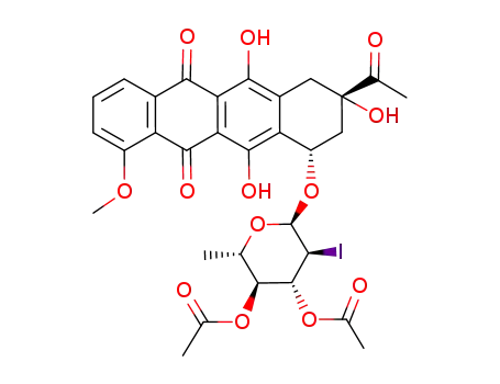 7-O-(3,4-di-O-acetyl-2,6-dideoxy-2-iodo-β-L-glucopyranosyl)daunomycinone