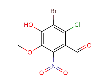 Molecular Structure of 89892-15-9 (3-bromo-2-chloro-4-hydroxy-5-methoxy-6-nitrobenzaldehyde)