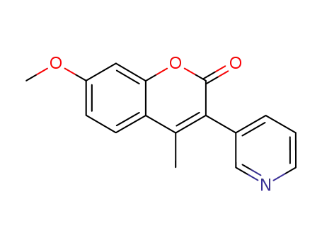 Molecular Structure of 844-01-9 (7-methoxy-4-methyl-3-(pyridin-3-yl)-2H-chromen-2-one)