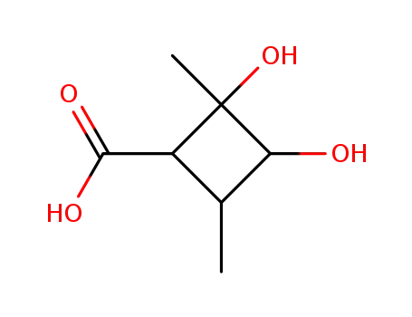 Molecular Structure of 89941-76-4 (Cyclobutanecarboxylic acid, 2,3-dihydroxy-2,4-dimethyl- (6CI,7CI))
