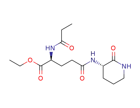 Molecular Structure of 84563-47-3 (L-Glutamine, N-(2-oxo-3-piperidinyl)-N2-(1-oxopropyl)-, ethyl ester, ( S)-)