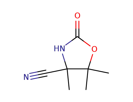 Molecular Structure of 89943-24-8 (4-Oxazolidinecarbonitrile,4,5,5-trimethyl-2-oxo-(7CI))