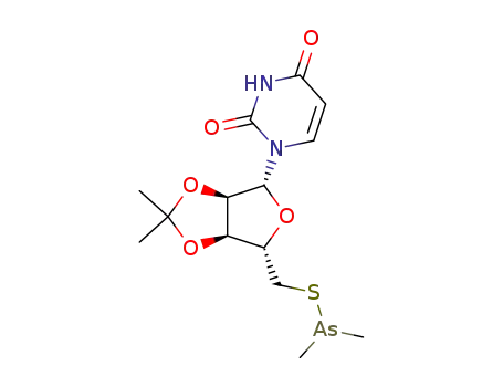 Molecular Structure of 84365-01-5 (1-[5-S-(dimethylarsanyl)-2,3-O-(1-methylethylidene)-5-thiopentofuranosyl]pyrimidine-2,4(1H,3H)-dione)
