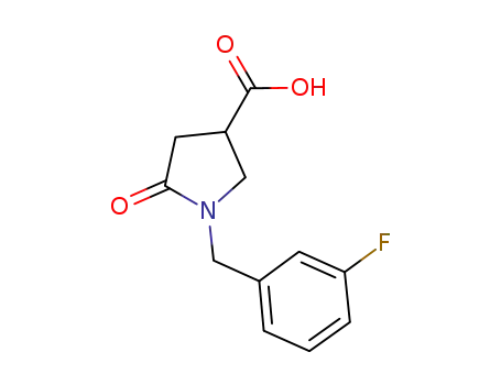 Molecular Structure of 845546-23-8 (1-(3-fluorobenzyl)-5-oxopyrrolidine-3-carboxylic acid(SALTDATA: FREE))