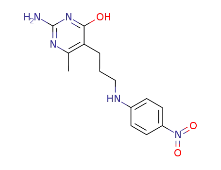 Molecular Structure of 899-86-5 (2-amino-6-methyl-5-{3-[(4-nitrophenyl)amino]propyl}pyrimidin-4(1H)-one)