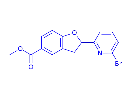 Molecular Structure of 851777-28-1 (2-(6-BROMO-PYRIDIN-2-YL)-2,3-DIHYDRO-BENZOFURAN-5-CARBOXYLIC ACID METHYL ESTER)