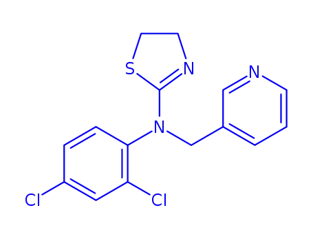 Molecular Structure of 89985-01-3 (N-(2,4-dichlorophenyl)-N-(pyridin-3-ylmethyl)-4,5-dihydro-1,3-thiazol-2-amine)