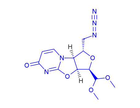 Molecular Structure of 900513-68-0 (6ALPHA-DEOXY-6ALPHA-AZIDO-4ALPHA-DEOXY-4ALPHA-(URACIL-1-YL)-2,3ALPHA:2ALPHA,5ALPHA-DIANHYDRO-L-ALTROFURANOSE DIMETHYL ACETAL)