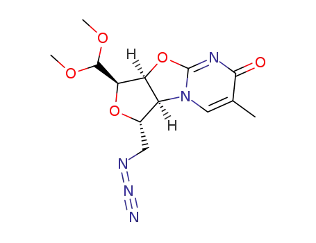 Molecular Structure of 900513-67-9 (6ALPHA-DEOXY-6ALPHA-AZIDO-4ALPHA-DEOXY-4ALPHA-(THYMIN-1-YL)-2,3ALPHA:2ALPHA,5ALPHA-DIANHYDRO-L-ALTROFURANOSE DIMETHYL ACETAL)