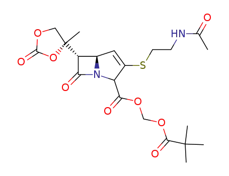 pivaloyloxymethyl (5S<sup>*</sup>,6S<sup>*</sup>)-2-(2-acetamidoethyl)thio-6-<(4R<sup>*</sup>)-4-methyl-2-oxo-1,3-dioxolan-4-yl>carbapen-1-em-3-carboxylate