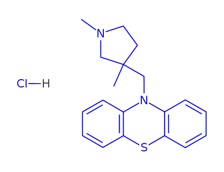 Molecular Structure of 85006-24-2 (10-[(1,3-dimethyl-3-pyrrolidinyl)methyl]-10H-phenothiazine monohydrochloride)