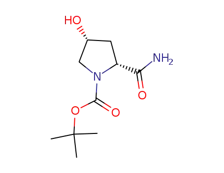 Molecular Structure of 848488-71-1 (1-Pyrrolidinecarboxylic acid, 2-(aminocarbonyl)-4-hydroxy-,
1,1-dimethylethyl ester, (2R,4R)-)