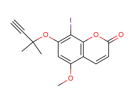 7-(1,1-dimethyl-2-propynyloxy)-8-iodo-5-methoxycoumatin
