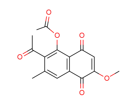 Molecular Structure of 87686-85-9 (1,4-Naphthalenedione, 6-acetyl-5-(acetyloxy)-2-methoxy-7-methyl-)