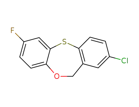 Molecular Structure of 84884-57-1 (2-chloro-7-fluoro-11H-dibenzo[b,e][1,4]oxathiepine)