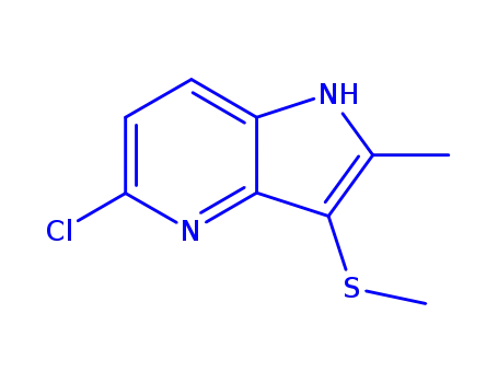 Molecular Structure of 850785-54-5 (5-chloro-2-methyl-3-(methylthio)-1H-pyrrolo[3,2-b]pyridine)