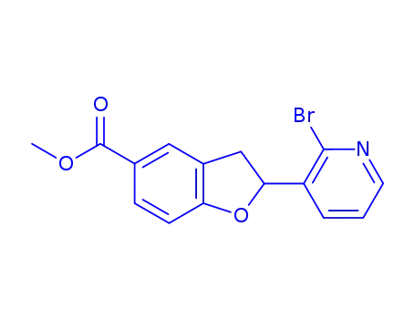 Molecular Structure of 851777-29-2 (2-(2-BROMO-PYRIDIN-3-YL)-2,3-DIHYDRO-BENZOFURAN-5-CARBOXYLIC ACID METYL ESTER)