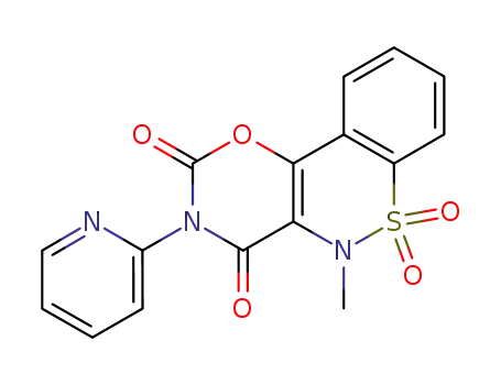 Molecular Structure of 90101-16-9 (2H,5H-1,3-Oxazino[5,6-c][1,2]benzothiazine-2,4(3H)-dione,5-methyl-3-(2-pyridinyl)-, 6,6-dioxide)