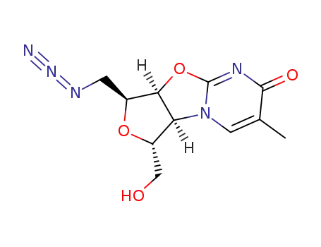 Molecular Structure of 900513-69-1 (1ALPHA-DEOXY-1ALPHA-AZIDO-4ALPHA-DEOXY-4ALPHA-(THYMIN-1-YL)-2,3ALPHA:2ALPHA,5ALPHA-DIANHYDRO-L-ALTRITOL)