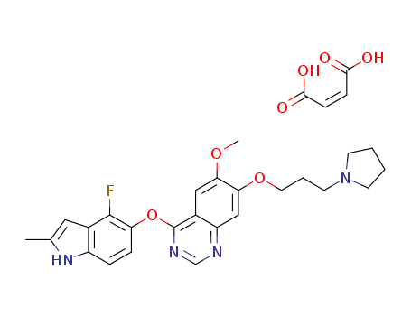 Quinazoline, 4-[(4-fluoro-2-methyl-1H-indol-5-yl)oxy]-6-methoxy-7-[3-(1-pyrrolidinyl)pr opoxy]-, (2Z)-2-butenedioate (1:1)