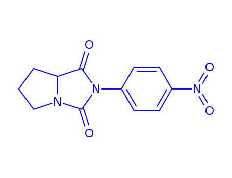 Molecular Structure of 85915-88-4 (2-(4-nitrophenyl)tetrahydro-1H-pyrrolo[1,2-c]imidazole-1,3(2H)-dione)