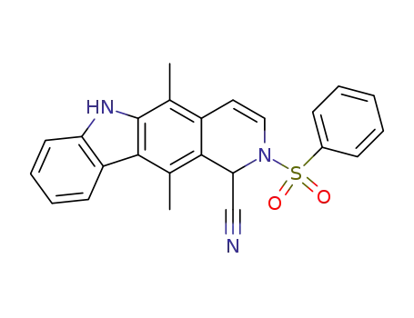 Molecular Structure of 85619-20-1 (2-Benzenesulfonyl-5,11-dimethyl-2,6-dihydro-1H-pyrido[4,3-b]carbazole-1-carbonitrile)