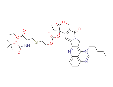 (9S)-9-{2-[(R-2-tert-butoxycarbonylamino-2-ethoxycarbonyl)ethanesulfanyl]ethoxycarbonyloxy}-9-ethyl-1-pentyl-1H,12H-pyrano[3'',4'':6',7']indolizino[1',2':6,5]pyrido[4,3,2-de]quinazoline-10,13(9H,15H)-dione