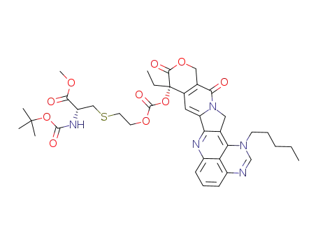 (9S)-9-{2-[(R-2-tert-butoxycarbonylamino-2-methoxycarbonyl)ethanesulfanyl]ethoxycarbonyloxy}-9-ethyl-1-pentyl-1H,12H-pyrano[3'',4'':6',7']indolizino[1',2':6,5]pyrido[4,3,2-de]quinazoline-10,13(9H,15H)-dione