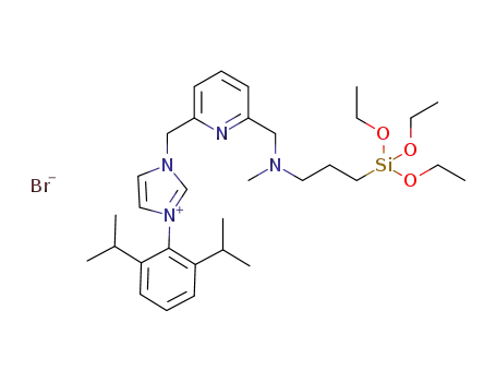 Molecular Structure of 1288927-14-9 (1-(2,6-diisopropylphenyl)-3-[ (6-{[N-methyl-3-(triethoxysilyl)propan-1-amino]methyl}pyridin-2-yl)methyl]-1H-imidazol-3-ium bromide)