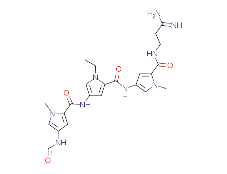 Molecular Structure of 85407-00-7 (N-(5-{[(3Z)-3-amino-3-iminopropyl]carbamoyl}-1-methyl-1H-pyrrol-3-yl)-1-ethyl-4-({[4-(formylamino)-1-methyl-1H-pyrrol-2-yl]carbonyl}amino)-1H-pyrrole-2-carboxamide)