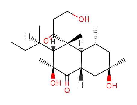 Molecular Structure of 85269-23-4 ((2S,4aα,8aβ)-3,4,4a,5,6,7,8,8a-Octahydro-2,7β-dihydroxy-4α-(3-hydroxy-1-oxopropyl)-2,4β,5α,7α-tetramethyl-3α-[(R)-1-methylpropyl]-1(2H)-naphthalenone)