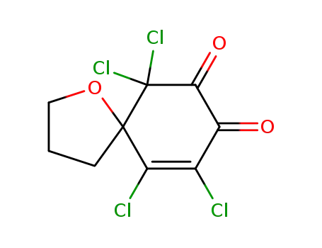 Molecular Structure of 85774-51-2 (6,6,9,10-tetrachloro-1-oxaspiro[4.5]dec-9-ene-7,8-dione)