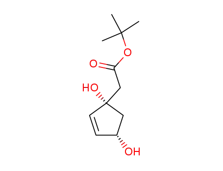Molecular Structure of 93292-92-3 ((-)-(1R,4S)-(1,4-dihydroxy-cyclopent-2-enyl)-acetic acid t-butyl ester)