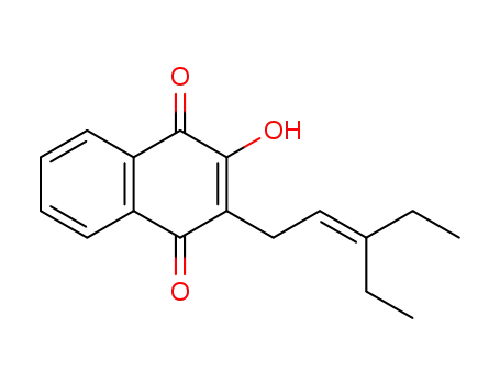 Molecular Structure of 90149-88-5 (3-(3-ethylpent-2-en-1-yl)-4-hydroxynaphthalene-1,2-dione)