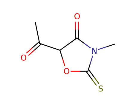 Molecular Structure of 63910-09-8 (4-Oxazolidinone, 5-acetyl-3-methyl-2-thioxo-)