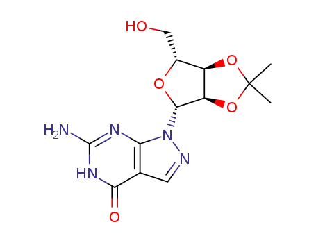 6-amino-1-(2,3-O-isopropylidene-β-D-ribofuranosyl)-1H-pyrazolo<3,4-d>pyrimidin-4(5H)-one