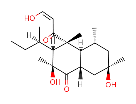 Molecular Structure of 85269-25-6 ((2S,3R,4R,4aα,8aβ)-3,4,4a,5,6,7,8,8a-Octahydro-2β,7β-dihydroxy-4-[(Z)-3-hydroxy-1-oxo-2-propenyl]-2α,4,5α,7α-tetramethyl-3-[(R)-1-methylpropyl]-1(2H)-naphthalenone)