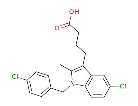 Molecular Structure of 185737-13-7 (1H-Indole-3-butanoic acid,
5-chloro-1-[(4-chlorophenyl)methyl]-2-methyl-)