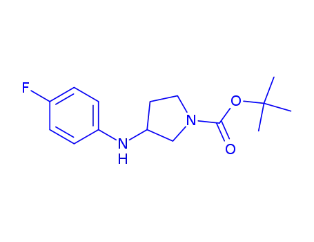 Molecular Structure of 853577-87-4 (3-(4-FLUORO-PHENYLAMINO)-PYRROLIDINE-1-CARBOXYLIC ACID TERT-BUTYL ESTER)