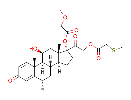 Molecular Structure of 89472-48-0 (11β-hydroxy-17α-methoxyacetoxy-6α-methyl-21-(methylthio)acetoxy-1,4-pregnadiene-3,20-dione)