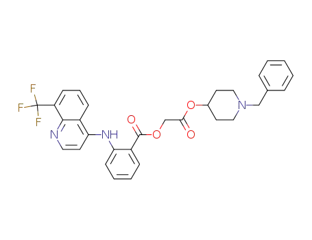 Molecular Structure of 86518-65-2 (2-[(1-benzylpiperidin-4-yl)oxy]-2-oxoethyl 2-{[8-(trifluoromethyl)quinolin-4-yl]amino}benzoate)