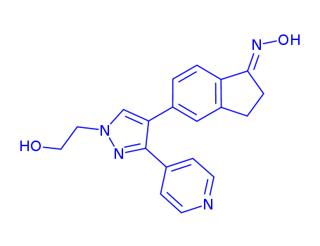 2,3-Dihydro-5-[1-(2-hydroxyethyl)-3-(4-pyridinyl)-1H-pyrazol-4-yl]-1H-inden-1-one oxime
