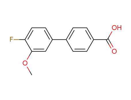 Molecular Structure of 865186-68-1 (4'-Fluoro-3'-Methoxy-[1,1'-biphenyl]-4-carboxylic acid)