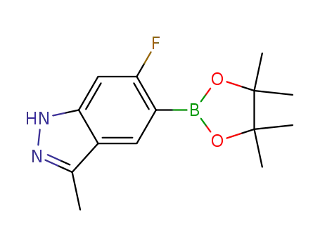 Molecular Structure of 864773-67-1 (6-FLUORO-3-METHYL-5-(4,4,5,5-TETRAMETHYL-[1,3,2]DIOXABOROLAN-2-YL)-1H-INDAZOLE)