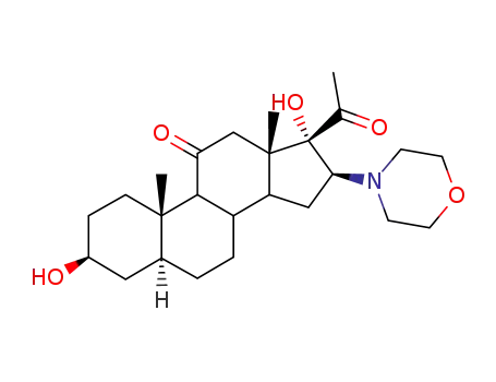 Molecular Structure of 862-38-4 ((3beta,5alpha,16beta)-3,17-dihydroxy-16-(morpholin-4-yl)pregnane-11,20-dione)