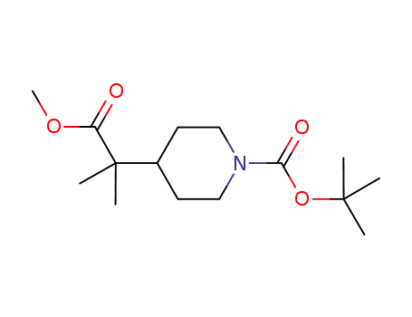 Molecular Structure of 861451-20-9 (4-Piperidineacetic acid, 1-[(1,1-diMethylethoxy)carbonyl]-a,a-diMethyl-, Methyl ester)