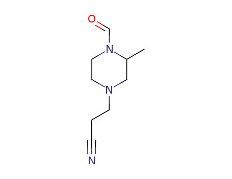Molecular Structure of 90768-57-3 (1-Piperazinecarboxaldehyde,4-(2-cyanoethyl)-2-methyl-(7CI))